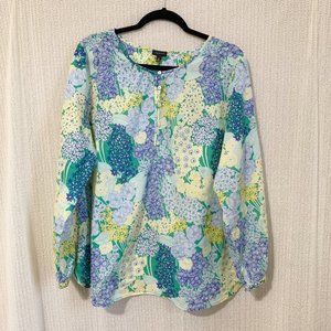 Talbots Tunic Top XL Spring Floral Popover Multicolor Lightweight